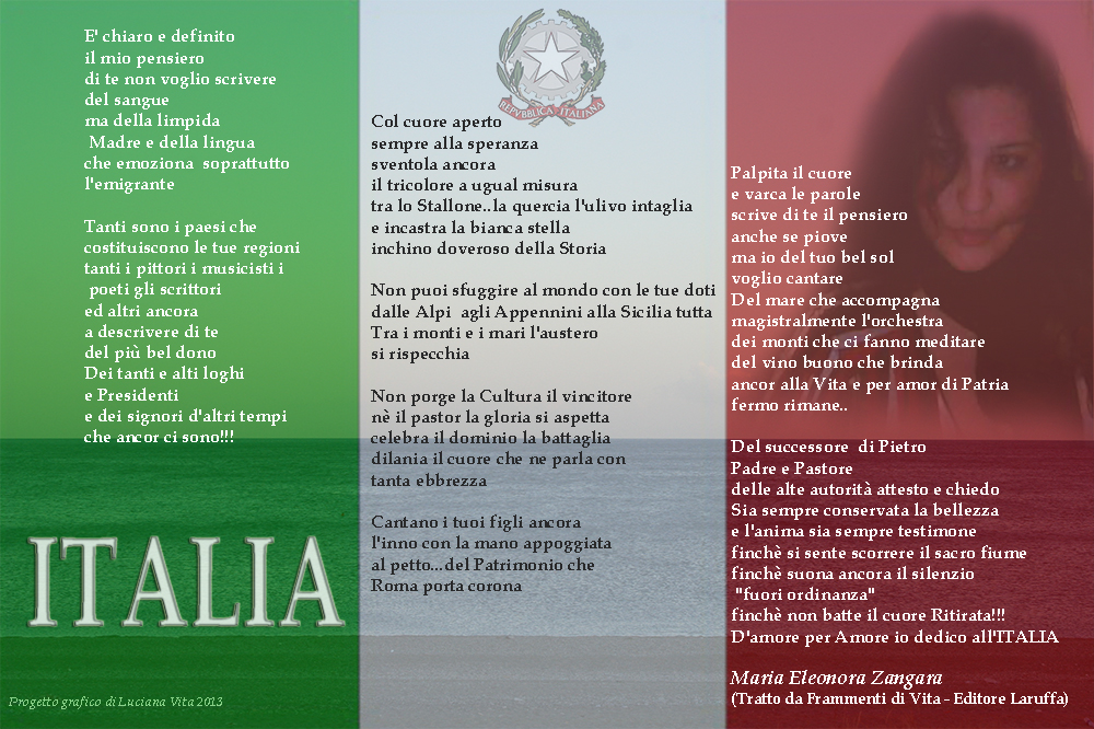 ITALIA…tratto da Frammenti di Vita di Maria Eleonora Zangara editore Laruffa… Fotocomposizione: L.Vita