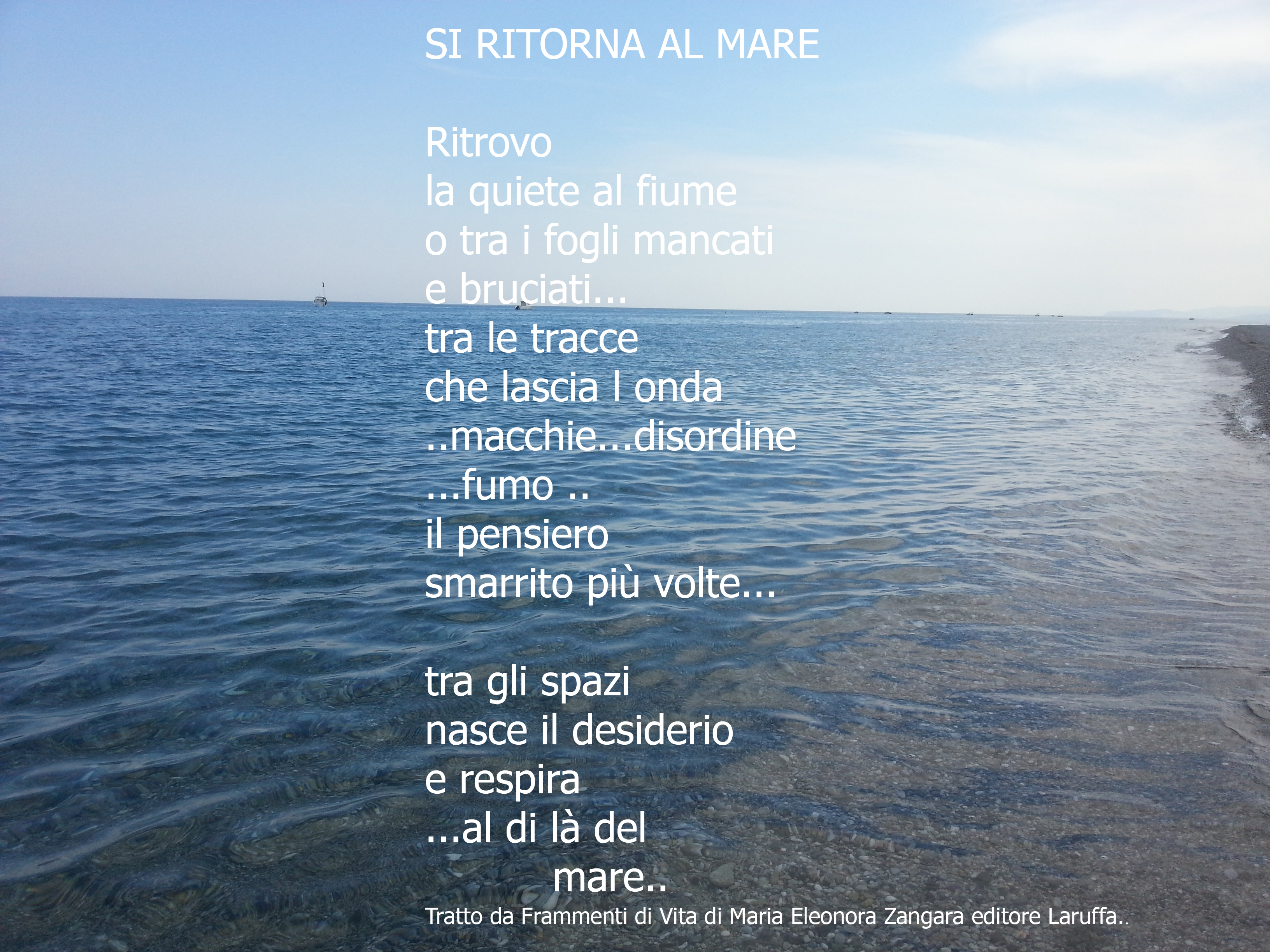 SI RITORNA AL MARE Tratto da Frammenti di Vita di Maria Eleonora Zangara editore Laruffa..