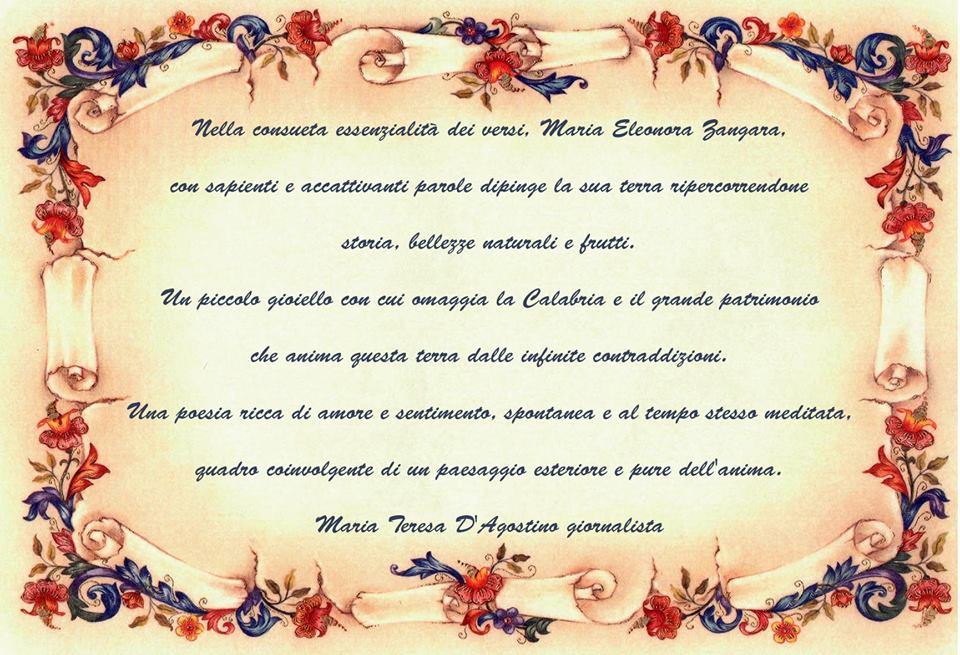 CALABRIA tratto da Frammenti di Vita di Maria Eleonora Zangara edito da Laruffa